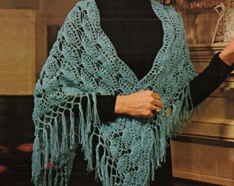 Crochet Shawl Pattern Crochet Poncho Pattern Crochet Sweater Pattern Vintage 70s Crochet Pattern
