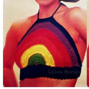 Crochet Halter Top Pattern Crochet Summer Top Pattern Crochet Bikini Top Pattern Vintage 70s Crochet Rainbow Top Halter Pattern image 2