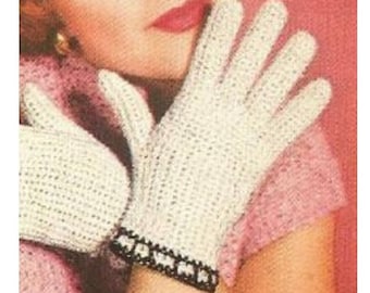 Crochet Gloves Pattern Crochet Lace Gloves Pattern Vintage 40s Crochet Fishnet Gloves Pattern Crochet Bridal Gloves Pattern