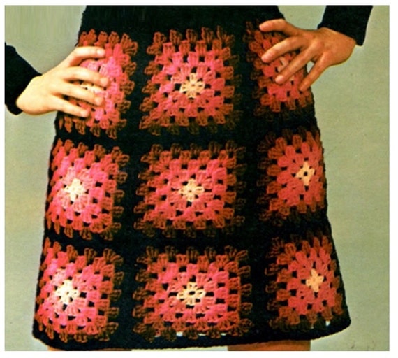Crochet Pattern Vintage 70s crochet Skirt Pattern crochet Poncho