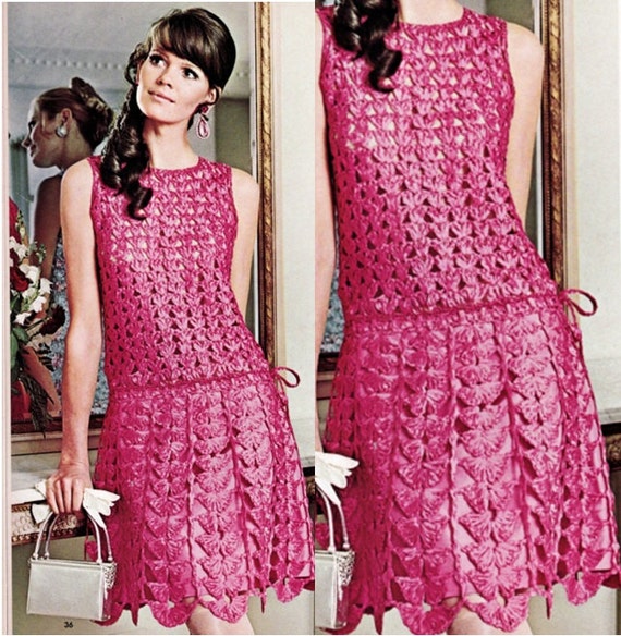 Crochet Dress Pattern Vintage 70s Crochet Ribbon Shell Dress | Etsy