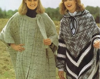 2 PONCHO PATTERNS Vintage Crochet 70s Knitting and Crochet Patterns Crochet Shawl Pattern Instant Download