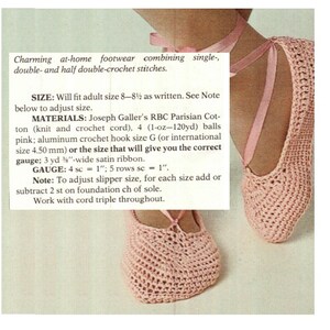 CROCHET SLIPPERS PATTERN Crochet Slippers Women Vintage 70s Crochet Ballet Slippers Pattern Crochet Yoga Shoes Pattern image 5