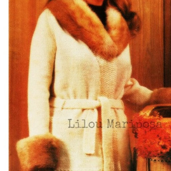 Fur Wrap Jacket Pattern Vintage 70s Sweater Pattern Coat Pattern Jacket Pattern KNITTING PATTERN