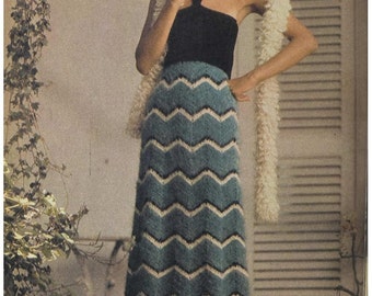 Crochet Skirt Pattern Vintage 70s Crochet Scarf Pattern Knitted TOP Pattern Bohemian Clothing Instant Download Crochet maxi skirt pattern