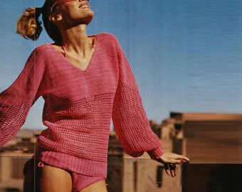 Crochet TOP Pattern Vintage 70s Crochet Blouse Pattern Crochet Sweater Pattern INSTANT DOWNLOAD