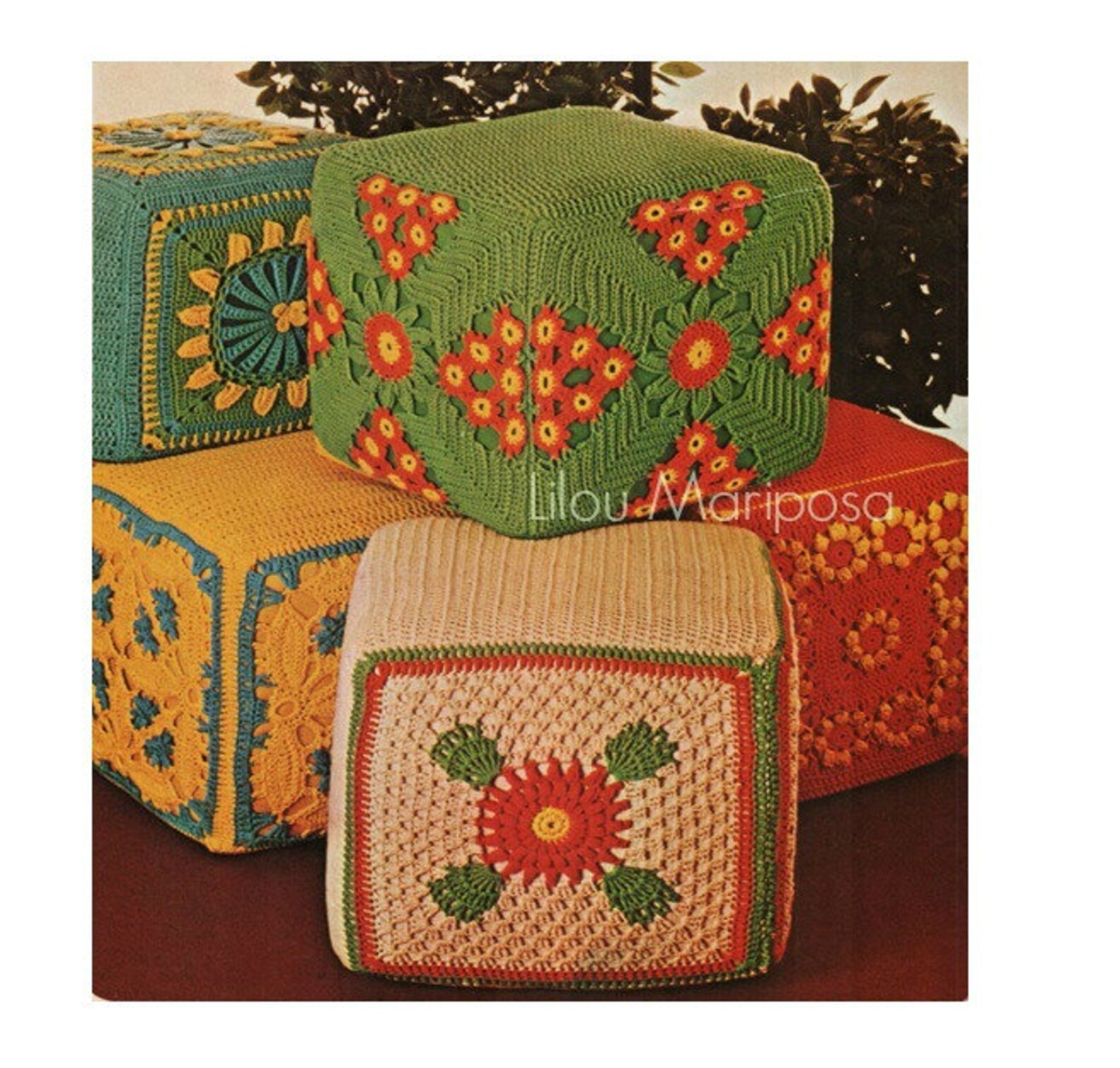 Crochet Ottoman Pattern Cushion Pattern Vintage 70s Crochet Etsy