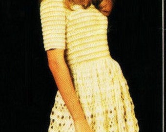 Patron de tejido crochet 70s - patron pdf de tejido vestido crochet maxi vestido