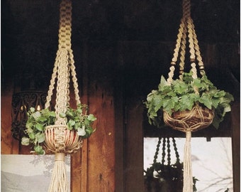 2 MACRAME PATTERNS Vintage 70s Vintage Macrame Plant Hanger Macrame Planter Wedding Decor Bohemian Home Decor Instant Download