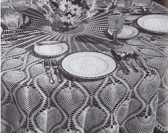 Crochet TABLECLOTH Pattern Vintage 70s Crochet Pineapple Round Tablecloth Pattern
