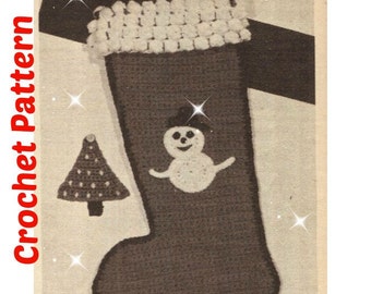 CROCHET CHRISTMAS STOCKING Pattern Vintage 70s Crochet Christmas Stocking Crochet Christmas Decor