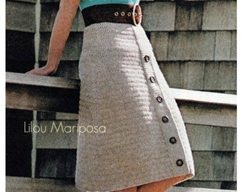 Crochet Pattern Vintage 70s Crochet Skirt Pattern High Waist Skirt Boho Bohemian Clothing-INSTANT DOWNLOAD
