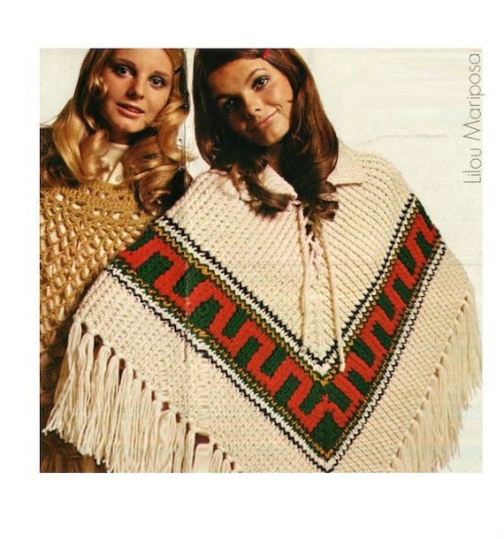 PONCHO Pattern Vintage 70s Peruvian 
