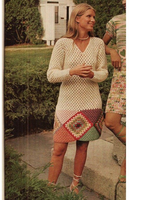 70s crochet dress top