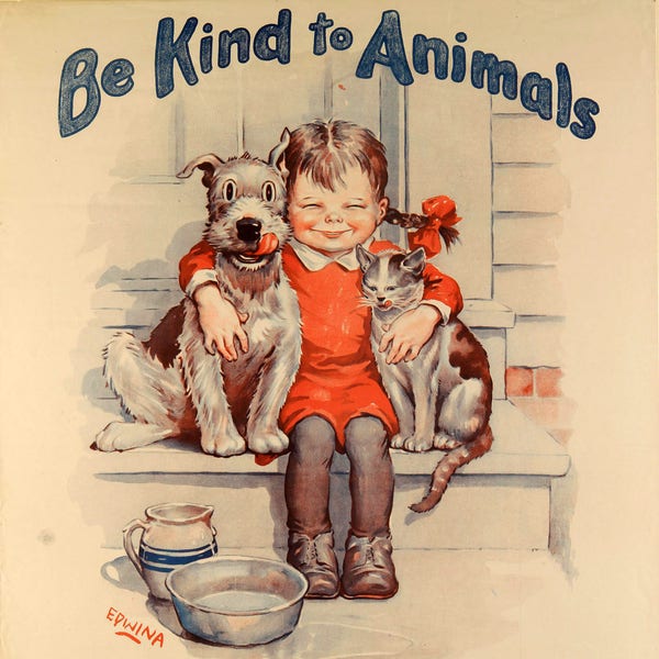 Vintage, Be Kind To Animals repro poster, in various sizes, Giclee Print on Canvas, Gloss or Matte Paper., not framed or stretched