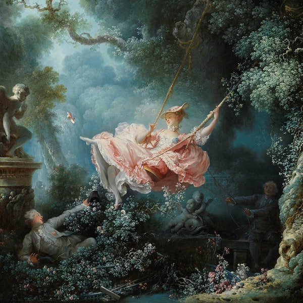 The Swing by Jean Honore Fragonard, various sizes. Giclee Canvas Art Print, flat print, not framed or stretched