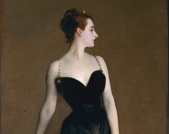 Madame X by John Singer Sargent, 8.5"x16", Canvas Giclee Print, flat print, not framed or stretched