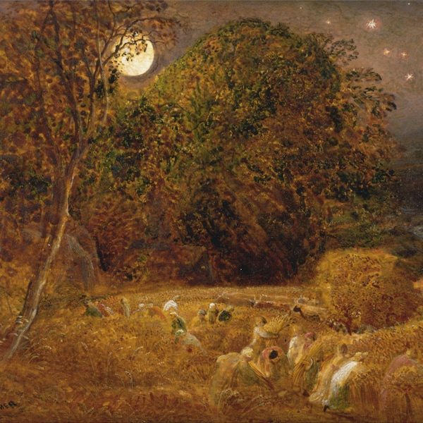 The Harvest Moon by Samuel Palmer, in various sizes, Giclee Canvas Print, flat print, not framed or stretched