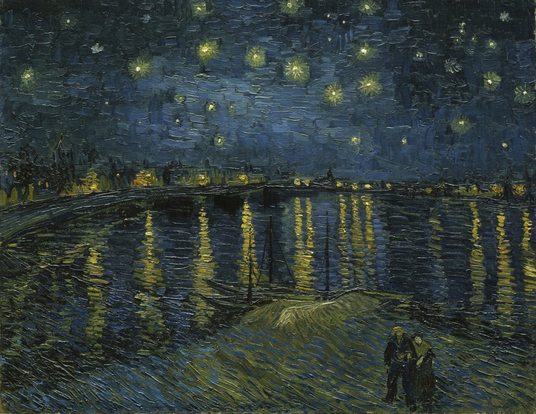Sterrennacht boven de Rhône van Vincent van Gogh, gicleecanvas