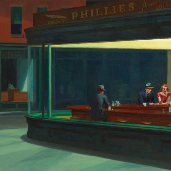 Nighthawks by Edward Hopper, in various sizes, Giclee Canvas Print, flat print, not framed or stretched