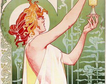 Vintage Poster Absinthe Robette by Henri Privat-Livemont, 11.5"x16", Giclee Print on Canvas or Premium Gloss, not framed or stretched