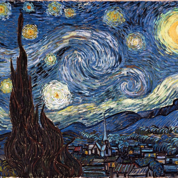 Starry Night by Vincent Van Gogh, in various sizes, Giclee Canvas Print, flat print, not framed or stretched