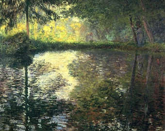 The Pond At Montgeron by Claude Monet, in various sizes, Giclee Canvas Print, flat print, not framed or stretched