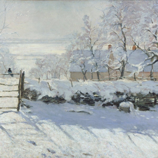 The Magpie by Claude Monet, in various sizes, Giclee Canvas Print, flat print, not framed or stretched