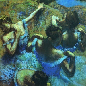 Blue Dancers by Edgar Degas, in various sizes, Giclee Print on Canvas, flat print, not framed or stretched