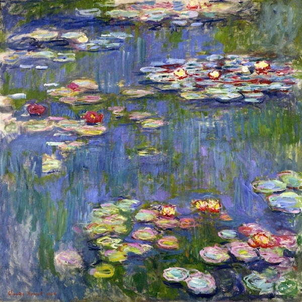 Waterlilies by Claude Monet, Giclee Canvas Print, in various sizes, flat print, not framed or stretched