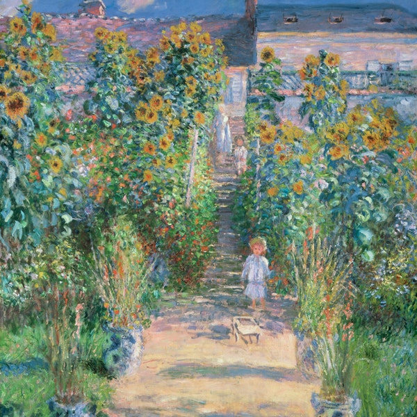 The Artist's Garden At Vetheuil by Claude Monet, in various sizes, Giclee Canvas Print, flat print, not framed or stretched