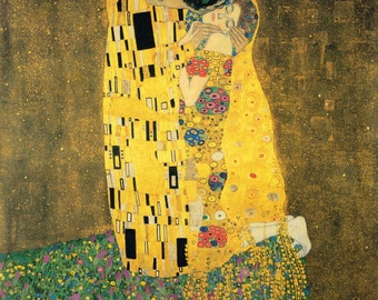 The Kiss by Gustav Klimt, various sizes, Giclee Canvas Print,, flat print, not framed or stretched