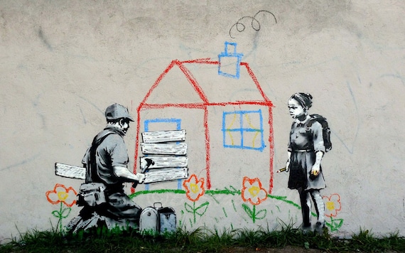 BANKSY COLLAGE CANVAS PRINT Home Wall Decor Art Graffiti Street Painting Giclee