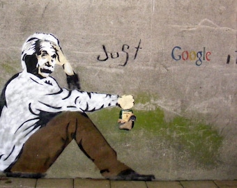 Einstein, Just Google It, Graffiti Art, Giclee Print on Canvas, in various sizes., flat print, not framed or stretched