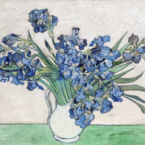 Jarrón con iris de Vincent Van Gogh, en varios tamaños, Giclee Canvas Print, estampado plano, no enmarcado ni estirado
