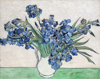 Vase with Irises by Vincent Van Gogh, in various sizes, Giclee Canvas Print, flat print, not framed or stretched