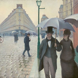 Paris Street, Rainy Day by Gustave Caillebotte, various sizes, Giclee Canvas Print, flat print, not framed or stretched