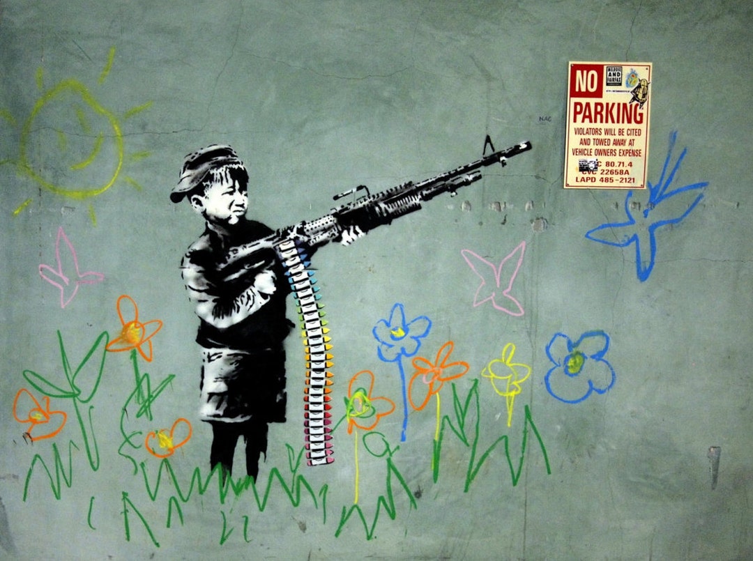 Banksy Canvas Print, Crayola Shooter, Various Sizes, Giclee
