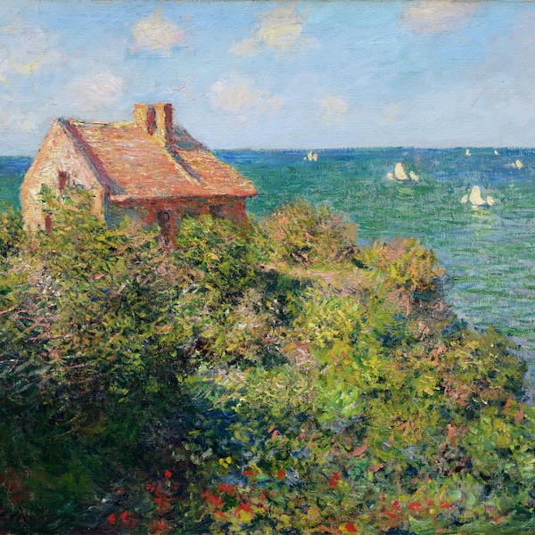 Fisherman's Cottage at Varengeville by Claude Monet, in various sizes, Giclee Canvas Print, flat print, not framed or stretched