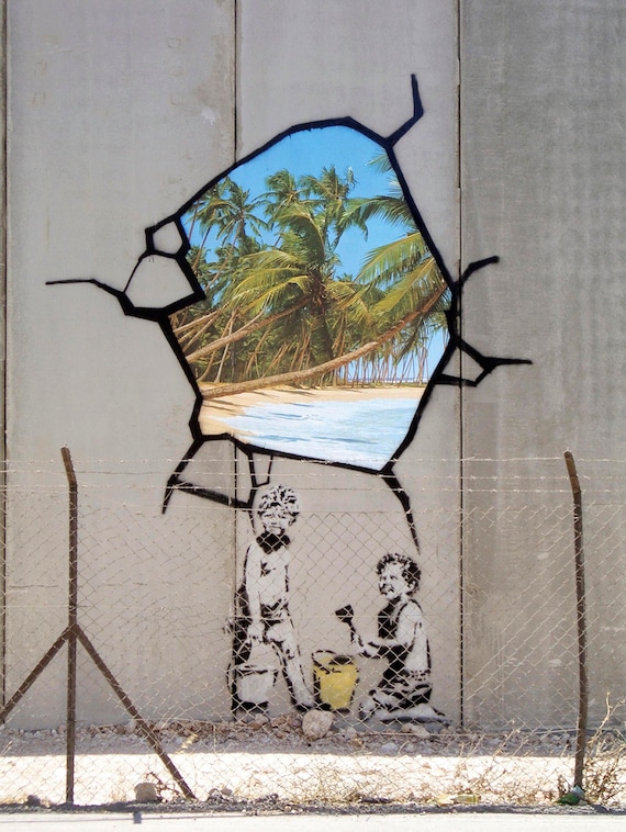 Banksy canvas print West Bank Wall Graffiti Art Giclee Print on Canvas various sizes flat print not framed or stretched