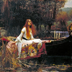 The Lady Of Shalott by John William Waterhouse, in various sizes, Giclee Canvas Print, flat print, not framed or stretched