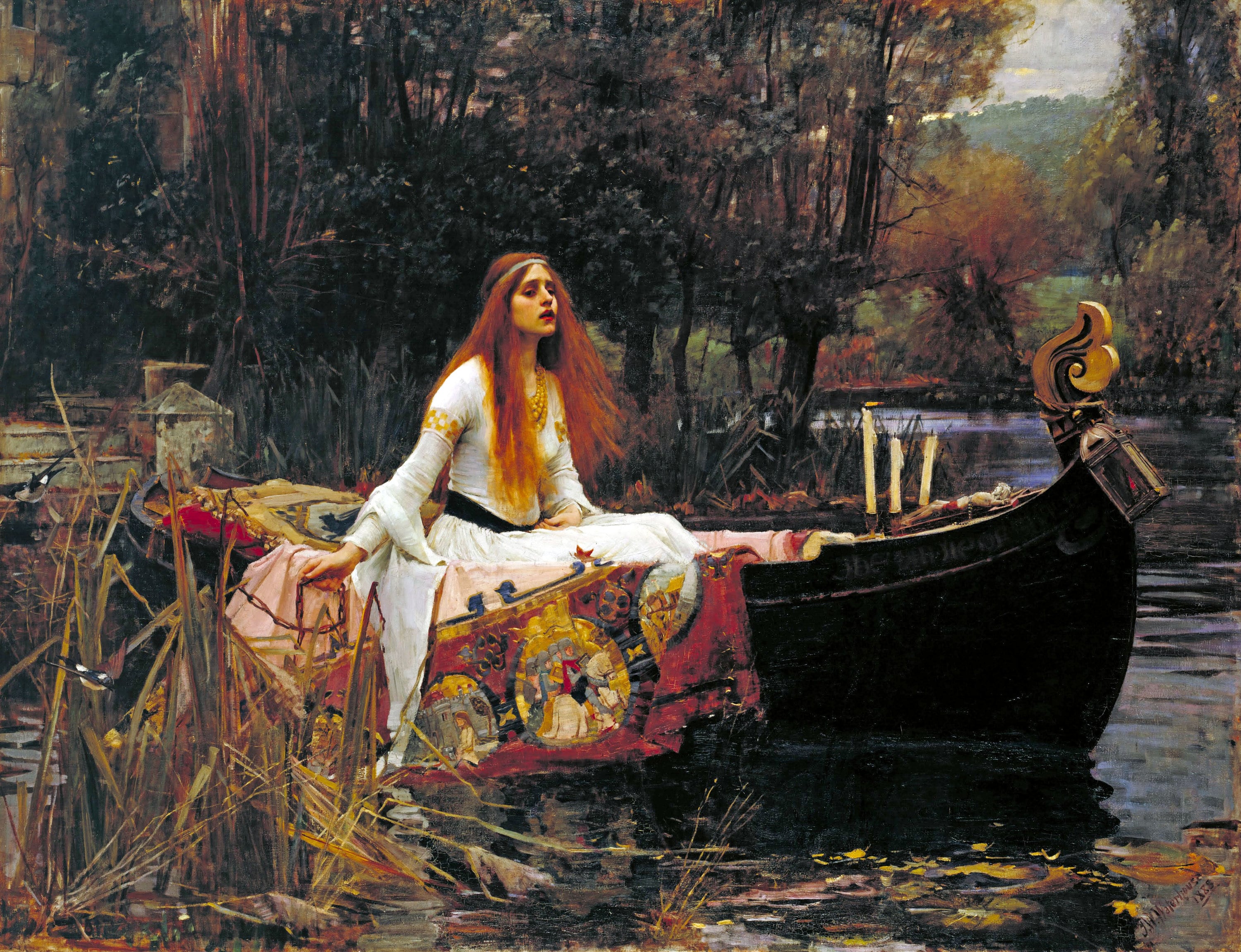 The Lady Of Shalott by John William Waterhouse, in various sizes, Giclee Canvas Print, flat print, not framed or stretched