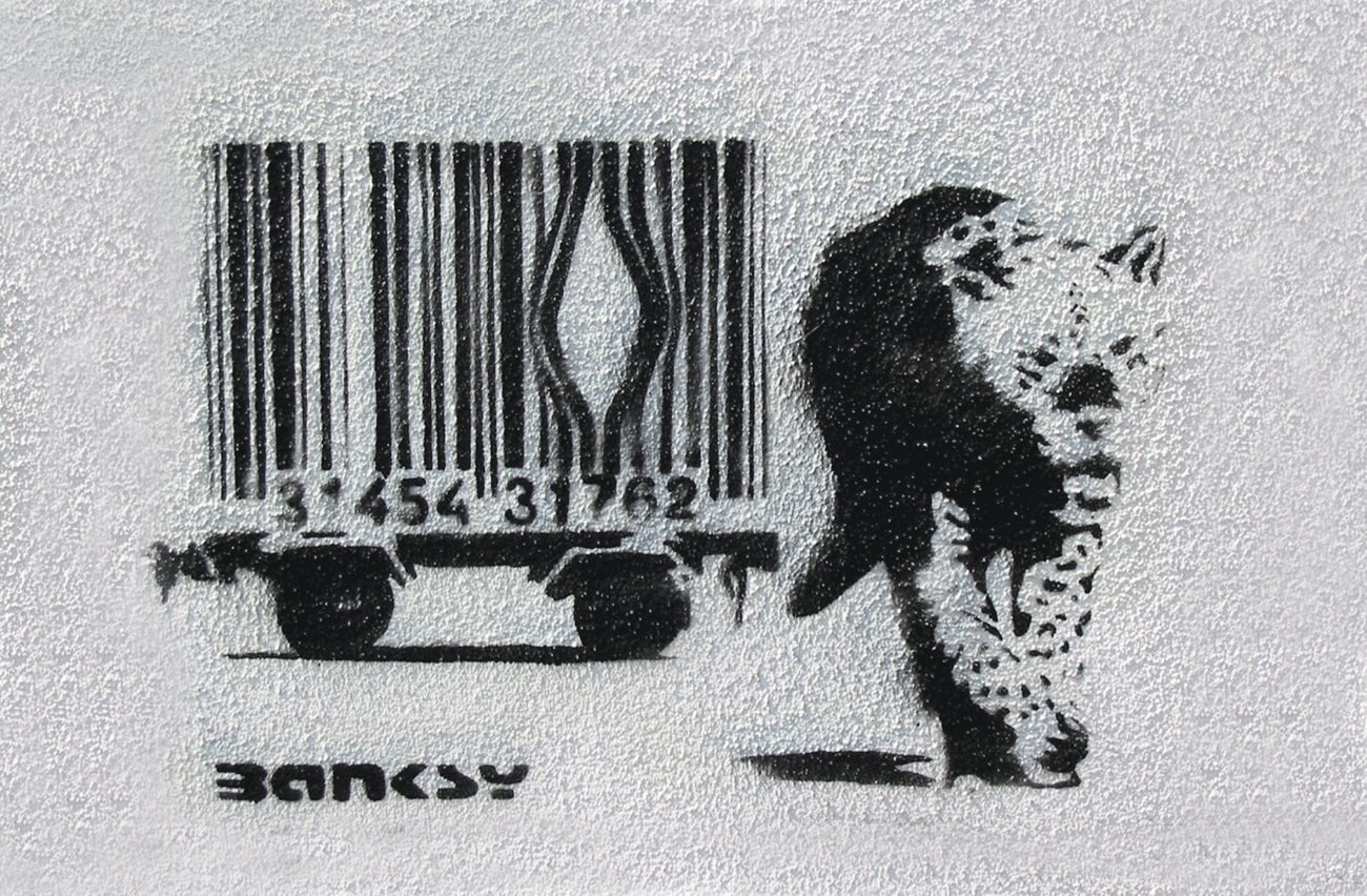 Banksy Canvas Print, Barcode Leopard, Giclee Print on Canvas