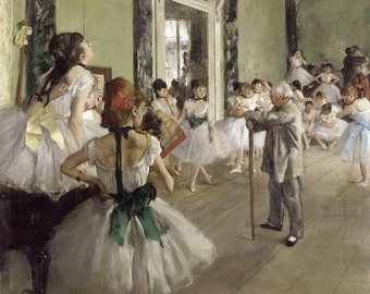 The Dancing Class by Edgar Degas, in various sizes, Giclee Canvas Print, flat print, not framed or stretched