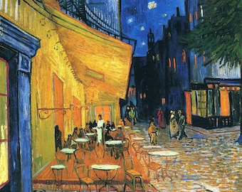 Cafe Terrace At Night by Vincent Van Gogh, in various sizes, Giclee Canvas Print, flat print, not framed or stretched