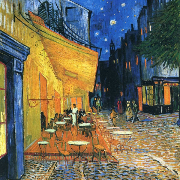 Cafe Terrace At Night by Vincent Van Gogh, in various sizes, Giclee Canvas Print, flat print, not framed or stretched