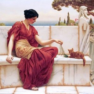 The Favorite, by John William Godward, 8&quot;x10&quot;, Canvas Giclee Print, flat print, not framed or stretched