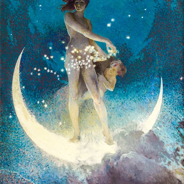 Spring Scattering Stars by Edwin Howland Blashfield, in various sizes, Giclee Canvas Print, flat print, not framed or stretched