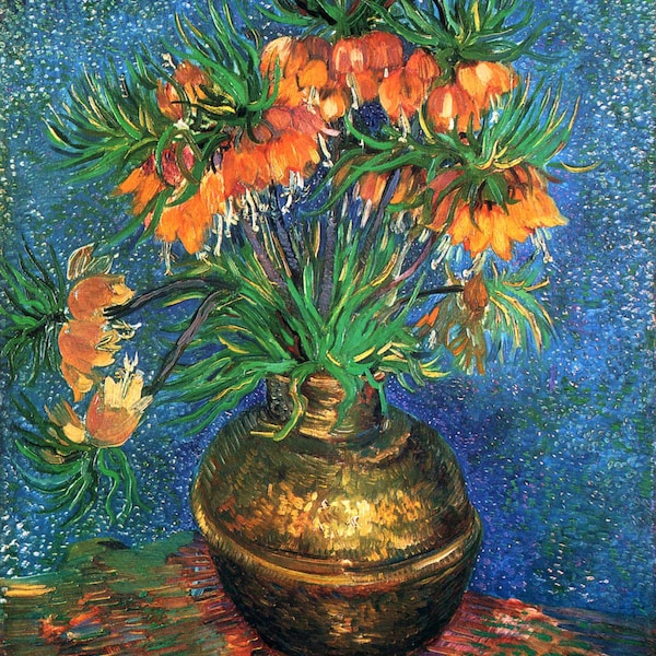 Fritillaries In A Copper Vase by Vincent Van Gogh, various sizes, Giclee Canvas Print, flat print, not framed or stretched