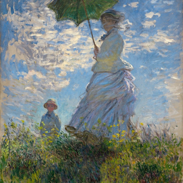 The Promenade (Woman With A Parasol) by Claude Monet, in various sizes, Giclee Canvas Print, flat print, not framed or stretched